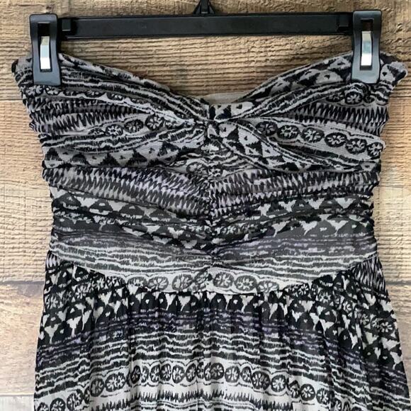 Free People Aztec Black White Ruched Strapless Dress Size small - Picture 3 of 10